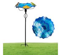 kinrguiyuez Bird Feeder With Stand, 32-inch Tall Cast Iron Base, Outdoor Standing Metal Bird Bath,sturdy And Durable For Gardens, Patios, Lawns, Vintage Style Decoration