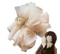 kinrguiyuez Chiffon Bow Clips | Bow Nonslip Clips Hairdressing Large Black Or White - Elegant Hair Accessories For Thick Thin Hair