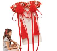 kinrguiyuez Chinese New Year Hair Clips - Chinese Style Hair Clip Red Hairy Bows With Tassels | New Years Hair Accessories For Mother's Day, Kids, Family, Friends