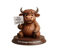 kinrguiyuez Highland Cute Bull Figurines, Straight-Talking Companions,Emotional Cow Support Highland Home Decor,Cute Humorous Resin Sculpture, Bookshelf Decorations, Home Desktop Decorations