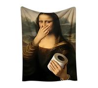 kinrguiyuez Mona Lisa creatives Art Blanket,Funny World's Most Famous Paintings,Multi-purpose Home Decor Blanket, Soft Warm Comfortable Vintage Home Decor, Adds Fun To Life.
