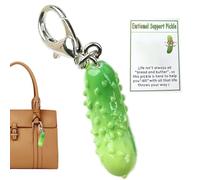kinrguiyuez Pickle Bag Charm, Cucumber Keyring Decoration, Positive Bag Accessory, Backpack Car Key Decoration for Men Women, Emotional Support Keyring Pendant, Pickle Key Ring Charm