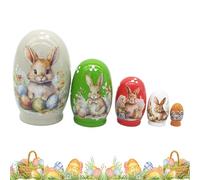 kinrguiyuez Russian Nesting Dolls,2026 New Five-layer Nesting Doll,Handmade Wooden Rabbit Bunny Nestings Dolls Set For Easter Birthday Gift Home Decoration