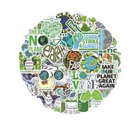 kinrguiyuez Save The Earth Stickers - PVC Cute Green Cartoon Stickers | Arts Supplies for Skateboards, Notebooks, Desks, Laptops, Water Bottles, Water Mug