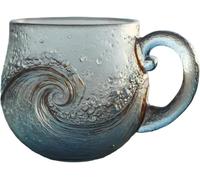 kinrguiyuez Sea Glass Wave Mug,12 Oz Handblown Wave Glass Mug Cup,Uniqueing Textured Beach Theme MugFor Coffee Wine Ice Drink, Sea Waves Mugs Gift for Coastal Decor Lovers Fans