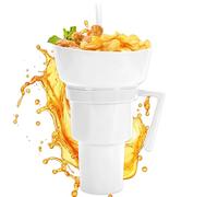 kinrguiyuez Snack and Drink Cup Combo,Reusable Food Bowl Drink Cup Combo | Portable Food Beverage Container for Fruit Candy Chips Popcorn Beach Camping Travel Outdoor
