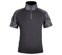 KINROCO Men's 1/4 Zip Tactical Short Sleeve Shirt Military Combat Shirt with Pockets Airsoft Top for Outdoor Hunting Camping Hiking(Size:L,Color:Black Python)