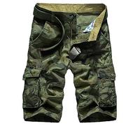 KINROCO Mens Camo Cargo Shorts Summer Combat Camouflage Half Pants Hunting Camping Tactical Shorts with Multi Pockets(Size:31W,Color:Green)