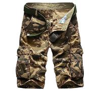 KINROCO Mens Camo Cargo Shorts Summer Combat Camouflage Half Pants Hunting Camping Tactical Shorts with Multi Pockets(Size:44W,Color:Khaki)