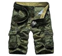 KINROCO Mens Cargo Shorts Multi-Pockets Cotton Hiking Walking Beach Shorts Breathable Summer(Size:29W,Color:Green Camo)