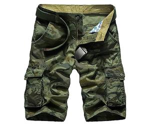 KINROCO Mens Cargo Shorts Multi-Pockets Cotton Hiking Walking Beach Shorts Breathable Summer(Size:29W,Color:Green Camo)