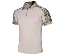 KINROCO Men's Outdoor Tactical Airsoft T-Shirts with 1/4 Zip Camouflage Military Combat Shirts(Size:XL,Color:CP)