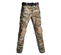 KINROCO Mens Tactical Camo Pants with Knee Pads Outdoor Multi-Pocket Scratch Resistant Trekking Military Combat Cargo Trousers(Size:32W,Color:CP)