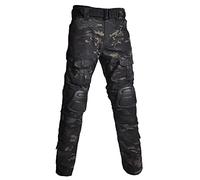 KINROCO Mens Tactical Camo Pants with Knee Pads Outdoor Multi-Pocket Scratch Resistant Trekking Military Combat Cargo Trousers(Size:36W,Color:Dark Camo)
