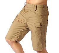 KINROCO Men's Tactical Cargo Shorts Rip-Stop Camouflage Military Shorts with Multi Pockets Outdoor Hiking Shorts(Size:XL,Color:Clay)