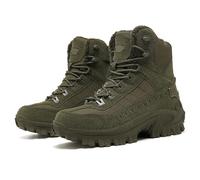 KINROCO Men's Tactical Combat Boots with Side Zipper Velcro Outdoor Fleece Lined Trekking Hiking Boots Winter(Size:44 EU,Color:Green)