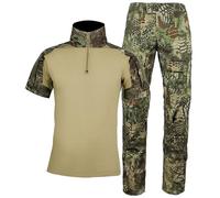 KINROCO Mens Tactical Combat Shirt and Pants Uniform Military Suit Outdoor Camo Training Gear(Size:M,Color:Green Python)