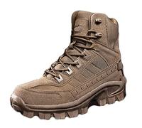 KINROCO Men's Tactical Military Boots Commando Outdoor Army Combat Boots Shoes Leather with Side Zipper Waterproof and Breathable(Size:45 EU,Color:Brown)