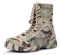 KINROCO Men's Tactical Military Boots Lightweight Combat Boots with Side Zip Non-slip Outdoor Boots Breathable(Size:44 EU,Color:Green Camo)