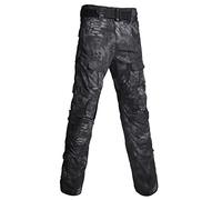 KINROCO Mens Tactical Trousers Ripstop Multi-Pocket Cargo Combat Trousers Military Airsoft Pants Lightweight(Size:34W,Color:Black Python)