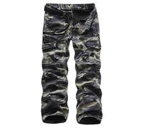 KINROCO Mens Warm Fleece Lined Cargo Trousers Army Camo Combat Work Trousers Softshell Pants with Mulit Pockets(Size:34W,Color:Blue Camo)
