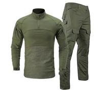 KINROCO Tactical Camouflage Suit Men's Combat Shirt Trousers Military T-Shirt Paintball Clothing Uniform for Airsoft Paintball Hunting(Size:M,Color:Green)