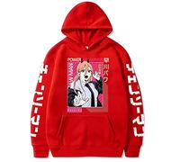 Kinsea Hoodie Men with Pocket, Chainsaw Man Manga POWER Hoodies Pullover Sweatshirt Long Sleeve, Manga Style Cosplay Top Casual Streetwear