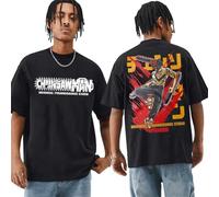 Kinsea T-Shirt for Men Short Sleeve Round Neck, Chainsaw Man Manga Tshirt Print Tees Tops Black-S