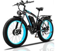 Kinsella Electric Bike 2ooovv Dual Motor,48V 23AH Battery,26-inch Wide Tires,4 Color Options,21-Speed,Electric Mountain Bike,Color Display,Hydraulic Brakes, UK Warehouse (black & green) (blue)