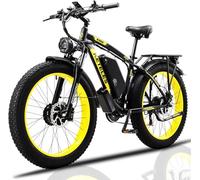 Kinsella Electric Bike 2ooovv Dual Motor,48V 23AH Battery,26-inch Wide Tires,4 Color Options,21-Speed,Electric Mountain Bike,Color Display,Hydraulic Brakes, UK Warehouse (black & green) (Yellow)