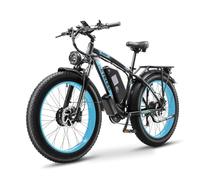 Kinsella KETELES K800, 26" Fat Tire Electric Bicycle, 21-gear drivetrain, 48V 23Ah lithium battery, 700-lumen LED front light system, adjustable lockout suspension fork,hydraulic brake syste (Blue)