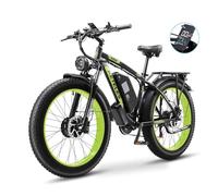 Kinsella KETELES K800 dual motor 26-inch fat tire mountain electric bike 48V 23AH battery, 4 color options, 21 speeds, color display,Hydraulic brakes, UK Warehouse (black&green)