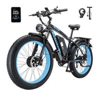 Kinsella KETELES K800 dual motor 26-inch fat tire mountain electric bike 48V 23AH battery, 4 color options, 21 speeds, color display,Hydraulic brakes, UK Warehouse (black&blue)