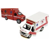 KINSFUN DISPLAY RESCUE TEAM 5 Ambulance and fire department truck 2pc set by Kinsmart