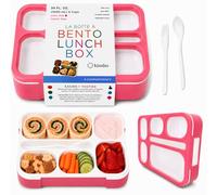 KINSHO Bento-Box Lunch Boxes | Containers for Kids, Adults, Girls | 6 Compartment Leakproof School Bentobox Kit | Portion Container Boxes with Utensils | BPA-Free | 1 Pink Set