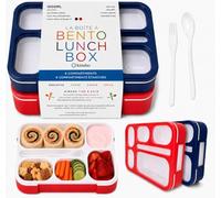 kinsho Bento Lunch Box Containers for Kids, Set of 2 (Red & Navy Blue)