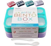 kinsho Bento Lunch Box Kids & Adult: Leakproof Lunch Containers for Boys & Girls with 6 Compartments - School, Daycare, Meal Planning Portion Control Container, BPA-Free Boxes, Utensils | Purple Teal