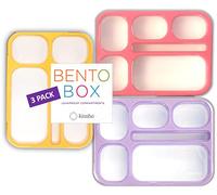 kinsho Kids Bento Lunch Box Containers, Set of 3 (Pink, Purple & Orange)
