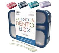 KINSHO Lunch Box Bento Box | Reusable Lunch-Boxes for Kids Adults Boys Girls with Compartments | Containers Snack Dividers for School Children | BPA-Free Plastic, Utensils | Navy Blue