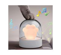 KINSHOW Night Light LED Lamp Music Box Cute Touch Beside Cat Paw Stand USB Rechargeable Dimmable Bedroom Living Room (Grey)