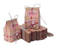 Kinsinder 50 pcs Christmas Small Boxes Gift Box for Candy Xmas Gift Bagas with Hemp Ropes and Labelles for New Year Birthday Party Decorations(Square, 50pcs Kraft Paper)