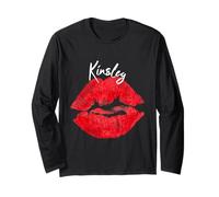 Kinsley Red Lips Personalized First Name Long Sleeve T-Shirt