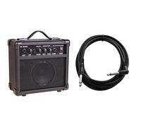 Kinsman BB10 Blaster 10W Amp - Black & Guitar Cable - Bass Keyboard E-Drums Instrument Lead - Straight/Angled - 6.35mm 1/4" Jacks - 3m Cable - TIGER GAC42