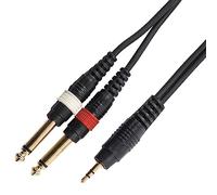 Kinsman Standard Soundcard Cable ~ 3.5mm Stereo/2 x 6.35mm Mono ~ 10ft/3m