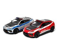 KiNSMART Lamborghini Urus Performante Police & Firefighter Die Cast Cars, 1:40 Scale, 5 Inch, Pull Back Action
