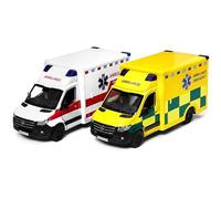 KiNSMART - Mercedes-Benz Sprinter Ambulance Truck Edition 2 Set 1:48 Scale 5 Inch Die Cast Metal Modle Toy