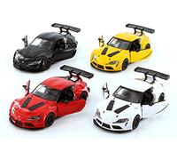 KiNSMART Toyota GR Supra Concept Racing Edition 5" 1:36 Scale Die Cast Metal Model Toy Car (SetOf4) w/Pull Back Action
