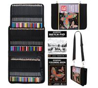 KINSPORY 78PCS Coloring Pencils with 3.0mm Soft Leads, 50-Sheet 3-Color Sketch Book, Sketching Kit with Adjustable Shoulder Strap - Art Set Gift for Adults Artists Beginners Teens Girls Boys