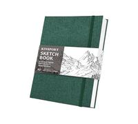 KINSPORY Hardcover Cloth Sketchbook, Sketch Pad, 100 Pages (50 Sheets) 150gsm Professional Perforated Sketch Paper, Travel Drawing Pad for Artists, Adult, Teens (Green, A5)