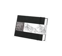 KINSPORY Hardcover Cloth Sketchbook, Sketch Pad, 100 Pages (50 Sheets) 150gsm Professional Perforated Sketch Paper, Travel Drawing Pad for Artists, Adult, Teens (Black, A6)